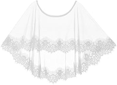 Abaowedding Women's Lace Embroidered Shrug Shawl Wrap Bolero Tulle Wedding Jacket for Bride