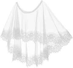 Abaowedding Women's Lace Embroidered Shrug Shawl Wrap Bolero Tulle Wedding Jacket for Bride
