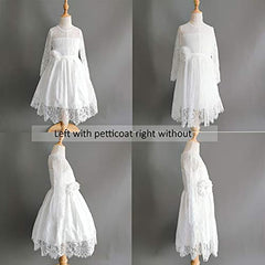 Abaowedding Flower Girls Hoopless Petticoat Slip with 3 Layers Elastic Kids Crinoline Underskirt