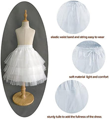 Abaowedding Flower Girls Hoopless Petticoat Slip with 3 Layers Elastic Kids Crinoline Underskirt