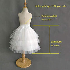 Abaowedding Flower Girls Hoopless Petticoat Slip with 3 Layers Elastic Kids Crinoline Underskirt