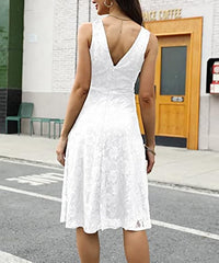 Abaowedding Women's Cocktail Dress Floral Lace Short Formal Wedding Bridal Gown