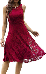 Abaowedding Women's Cocktail Dress Floral Lace Short Formal Wedding Bridal Gown