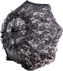 Lace Floral Parasol Umbrella Decoration Wedding Bride Handmade Photography Prop Umbrella Black