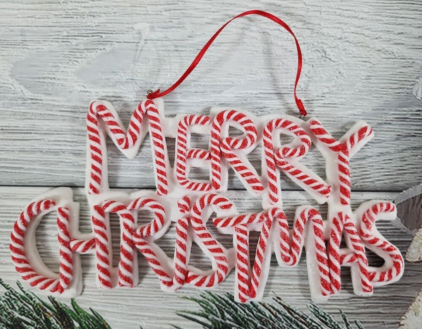 Merry Christmas Red White Candy Cane Peppermint Tree Ornament Home Decor 8"