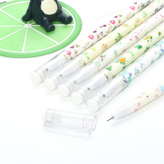 6pcs Cute Cartoon Flowers Floral Gel Ink Roller Ball Point Pen School Kids Pens