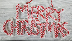 Merry Christmas Red White Candy Cane Peppermint Tree Ornament Home Decor 8"