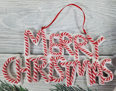 Merry Christmas Red White Candy Cane Peppermint Tree Ornament Home Decor 8"