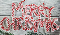 Merry Christmas Red White Candy Cane Peppermint Tree Ornament Home Decor 8"