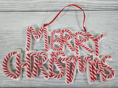 Merry Christmas Red White Candy Cane Peppermint Tree Ornament Home Decor 8"