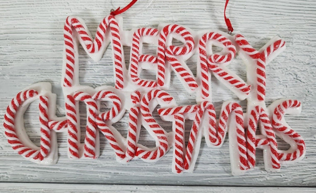 Merry Christmas Red White Candy Cane Peppermint Tree Ornament Home Decor 8"