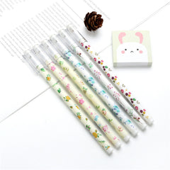 6pcs Cute Cartoon Flowers Floral Gel Ink Roller Ball Point Pen School Kids Pens
