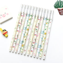 6pcs Cute Cartoon Flowers Floral Gel Ink Roller Ball Point Pen School Kids Pens
